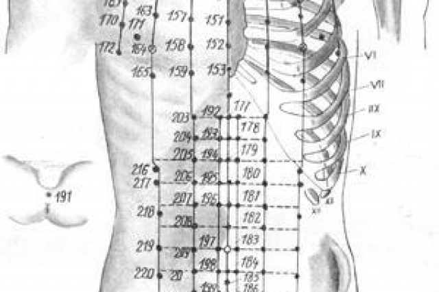 Иглоукалывание: область груди и живота