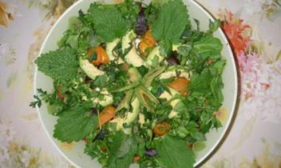 Сыроедческий салат с авокадо и шпинатом